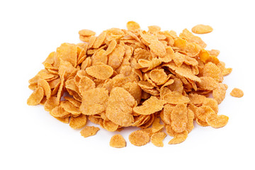 Corn flakes assortment isolated on white background