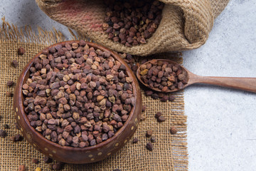 chick pea isolated on texture background.