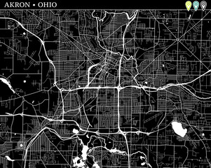 Simple map of Akron, Ohio