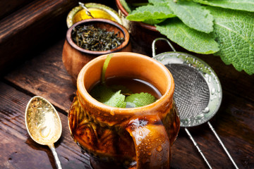 Cups of healthy herbal tea