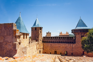 Count's Castle defensive wall, Carcassonne, France
