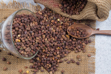 chick pea isolated on texture background.