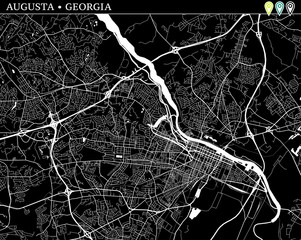 Simple map of Augusta, Georgia - obrazy, fototapety, plakaty
