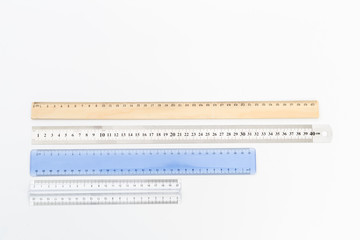 Set of measuring rulers isolated on white background