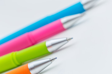 Set of pens isolated on white background