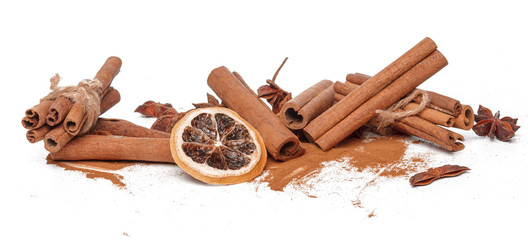 Cinnamon sticks isolated on white background