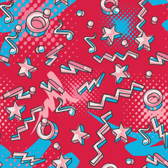Colorful abstract 80s style seamless pattern