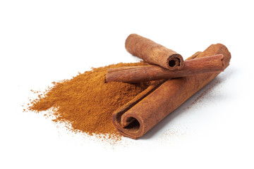 Cinnamon sticks isolated on white background