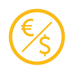 Euro symbol against dollar symbol