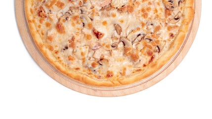 Tasty pizza is isolated on white background