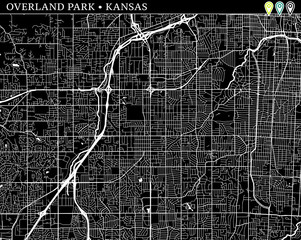Simple map of Overland Park, Kansas