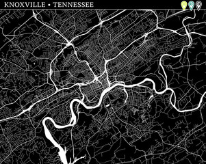 Simple map of Knoxville, Tennessee - obrazy, fototapety, plakaty