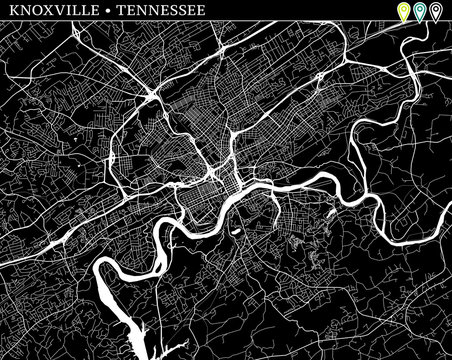 Simple Map Of Knoxville, Tennessee