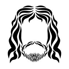 Lord Jesus, sketch with black wavy lines, head
