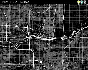 Simple map of Tempe, Arizona