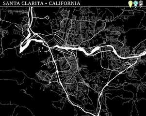 Simple map of Santa Clarita, California
