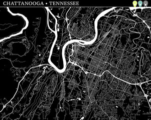 Simple map of Chattanooga, Tennessee
