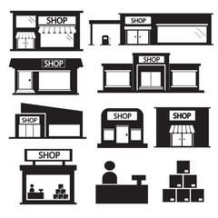 Shop or store, supermarket icon set vector isolated on white background.
