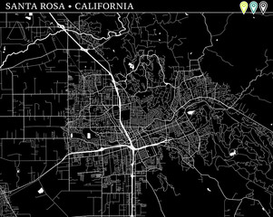 Simple map of Santa Rosa, California