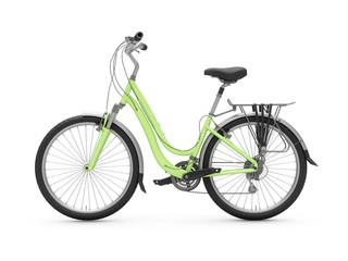 3D Rendering green bicycle isolated on white background