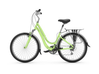 Fototapeta premium 3D Rendering green bicycle isolated on white background