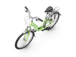 Fototapeta na wymiar 3D Rendering green bicycle isolated on white background