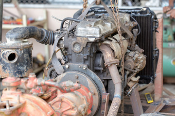 Fototapeta premium Close up view of engine parts.