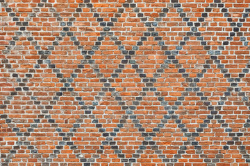 Schöne alte Ziegelfassade im Rautenmuster, in Norddeutschland