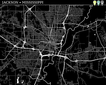 Simple Map Of Jackson, Mississippi