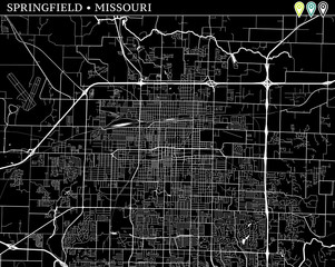 Simple map of Springfield, Missouri - obrazy, fototapety, plakaty