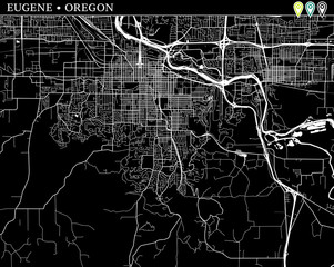 Simple map of Eugene, Oregon