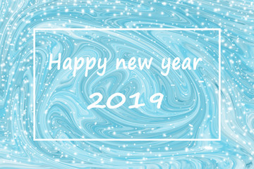 Happy new year with Blue marble background for design.