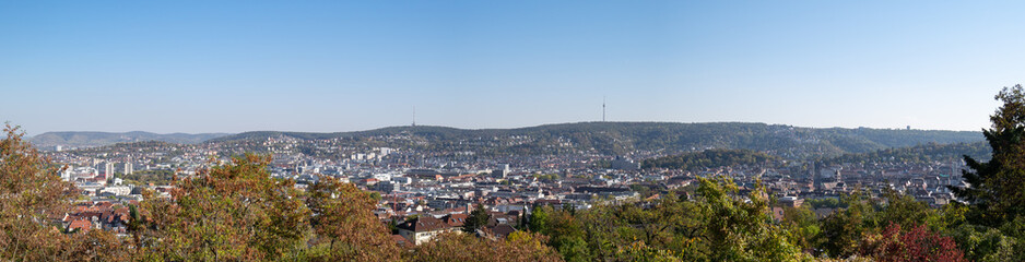 Panorama von Stuttgart von der Aussichtsplattform Zeppelinstrasse