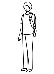 young man with school bag character