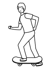 young man practicing skateboarding character
