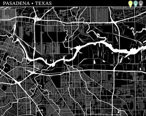 Simple map of Pasadena, Texas