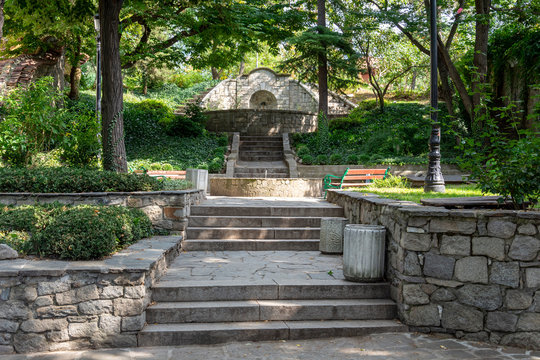 Old Fountain Out Of Order In The City Of Plovdiv,bulgaria.