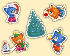 Christmas kittens stikers