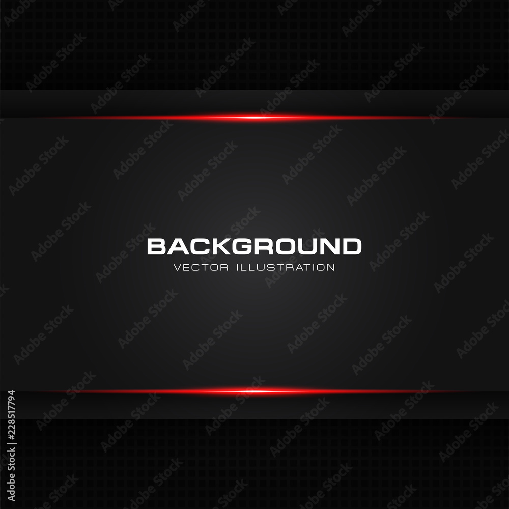 Poster abstract metallic red shiny color black frame layout modern tech design vector template background