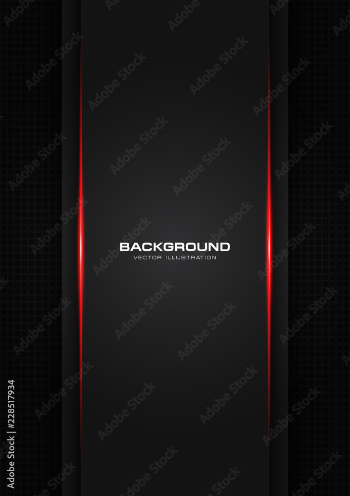 Poster abstract metallic red shiny color black frame layout modern tech design vector template background