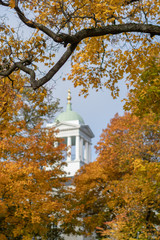 church behind autumn