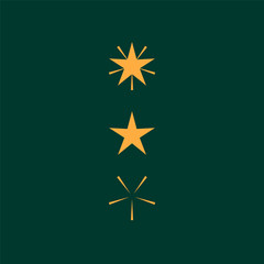 Vector gold stars icon on green background