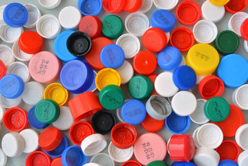 Colorful texture of plastic caps.