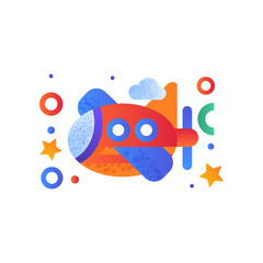 Toy plane, cute colorful air vehicle vector Illustration on a white background