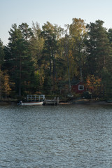 Boat on the autumn sea