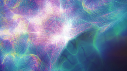 Infinite lines twisted of shining flares on violet background.  Abstract cyber colorful background. Elegant modern geometric wallpaper. Shining points swirl.