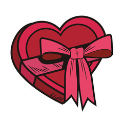 Pop art heart shaped giftbox cartoon