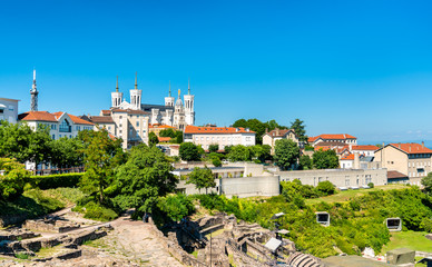 The Ancient Theatre and the Notre-Dame Basilica at Fourviere - Lyon, France