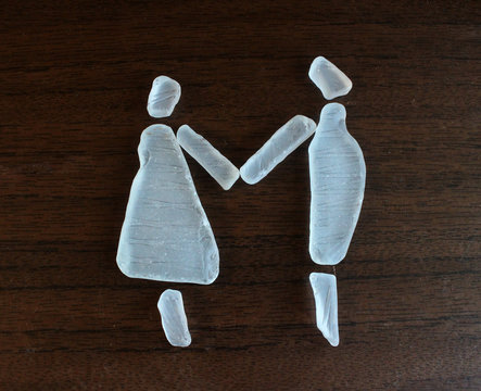 A couple (girl and boy) from white sea glass