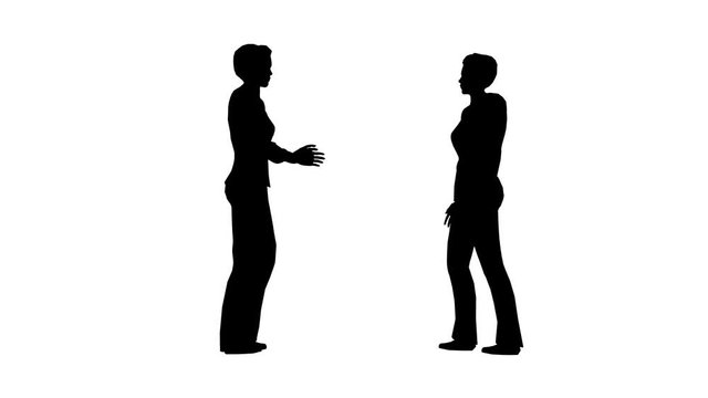 Silhouettes of two women who talk